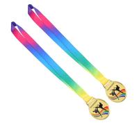 LOORGVEL 2Pcs Gold Taekwondo Competition Medals with Neck Ribbon, Metal Taekwondo Award Medals for Sports Celebration and Martial Arts Contest Winners