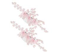LOORGVEL 2pcs Handwoven Floral Bridal Hair Combs with Artificial Crystals for Brides Lightweight Wedding Hair Accessories Sparkling Headpiece for Elegant Updos and Romantic Occasions