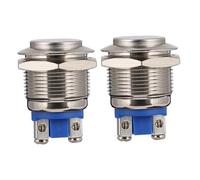 LOORGVEL 2pcs High Momentary Stainless Steel Push Button Switch for Electromagnetic Starters Relays Horn Button Replacement Metal Circuit Control