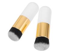 LOORGVEL 2pcs Makeup Brush Double Sided Brush Liquid Fluffy Cream Face Makeup Blending Cheeks Foundation Facial Mixing Face Powder Puff Artificial Fiber White