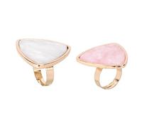 LOORGVEL 2pcs Marble Triangle Nail Art Palettes Shell Ring Mixing Plates, White and Pink Finger Ring Palettes for Professional Gel Polish Painting and Diy Manicure