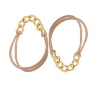LOORGVEL 2pcs Metal Chain Elastic Hair Bands for High Elasticity Ponytail Holders Stylish Gold-themed Hair Accessories Bracelets