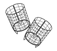 LOORGVEL 2pcs Metal Rabbit Feeder Rack for Cage Small Animal Iron Hay Holder in Matte Black Hanging Suspending Rack for Bunny Guinea Pig Chinchilla Clean Waste-reducing Design
