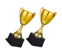 LOORGVEL 2pcs Mini Gold Trophy Cups with Stable Black Base Compact Plastic Award for Sports Competitions Corporate Events and Academic Achievements for Participation Celebrations and