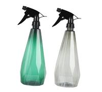 LOORGVEL 2pcs Multipurpose Plastic Spray Bottles for Gardening and Cleaning Ergonomic Curved Grip Sun Protected Durable Water Mist Sprayers Stylish Grey and Green Colors