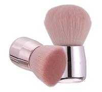 LOORGVEL 2pcs Mushroom Head Powder Foundation Brushes Retractable Portable Face Makeup Tools Round and Angled Design for Loose Powder and Blusher Application
