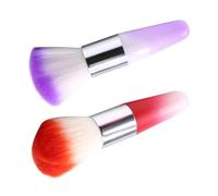 LOORGVEL 2pcs Nail Art Dust Brush and Makeup Powder Brush Dual-use for Acrylic Nail Cleaning and Face Blusher Application Soft Bristles Portable for Salon and Home Use Mixed Colors
