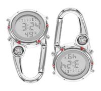 LOORGVEL 2Pcs Outdoor Hanging Watch with Luminous Dial Stainless Steel Carabiner Clip Pocket Watch for Men Women Alarm Calendar Travel and Medical Use