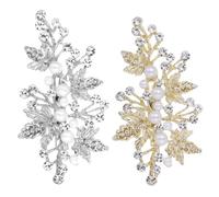 LOORGVEL 2Pcs Pearl Hairpins with Rhinestone Leaf Design Elegant Bridal Hair Accessories for Weddings and Special Occasions Beautiful Hair Clips for Brides and Bridesmaids