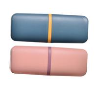 LOORGVEL 2PCS Portable Travel Toothbrush Holder Case Toothbrush Cup for Mouthwash and Toothpaste Storage Compact and Lightweight for Camping Business Trips School Dorms Dark Blue Pink
