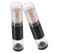 LOORGVEL 2pcs Press Dispense Makeup Brush with Refillable Powder Bottle Portable Foundation Applicator Brush for Travel Blush and Powder Application with Easy Cleaning Design