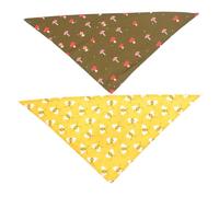 LOORGVEL 2pcs Puppy Bandana with Bee and Mushroom Prints Pet Saliva Towel Triangular Scarf for Dogs and Cats Bright Colors for Outdoor Visibility and Party Use