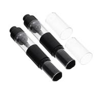 LOORGVEL 2pcs Refillable Retractable Makeup Brush with Press to Dispense Loose Powder Bottle Soft Gentle Bristles for Even Powder Application Portable Travel Spray Applicator for Blush and