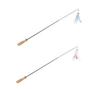 LOORGVEL 2pcs Retractable Cat Teaser Stick Carbon Fiber Rods and Solid Wood Handles Interactive Cat for Play and Exercise Includes Blue and Pink Colors Suitable for Kittens