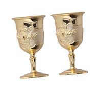 LOORGVEL 2pcs Retro Style European Wine Goblets Vintage Whisky Chalice Cups for Banquet Party Home Bar Decorative Golden Metal High Stem Cups