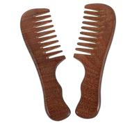 LOORGVEL 2pcs Reusable Wooden Wide Tooth Comb for Curls with Comfortable Handle Scalp Massaging Hair Styling Accessory for Men and Women Natural Wood