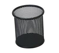 LOORGVEL 2pcs Round Mesh Metal Pen Container Set Black Lightweight Sturdy Brush Pot for Desk Stationery Organiser for Office and Home Use