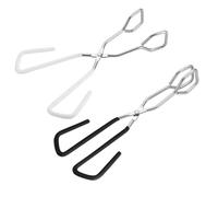 LOORGVEL 2pcs Scald Food Clamp with Ergonomic Handles Non Slip BBQ Clip and Bread Squeezer for Indoor Cooking Outdoor Grilling Parties and Food Serving Black and White