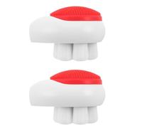 LOORGVEL 2pcs Silicone Double-sided Face Cleansing Brush with Short Stand Handle, Manual Pore Cleaning Exfoliator for Deep Facial Cleansing and Skincare Massage