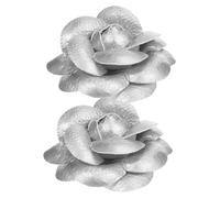LOORGVEL 2pcs Silver Satin Fabric Shoe Buckle Clips for Women, Elegant Flower Shoe Charms with Easy Attachment, Stylish Accessories for Parties and Festive Events