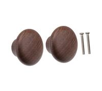 LOORGVEL 2pcs Simple Wooden Knobs for Wardrobe and Drawer, Single Hole Pull Handles in Brown, Fine Polishing Process, No Burrs, Elegant and Sturdy Small Cabinet Door Handles