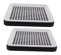 LOORGVEL 2Pcs Small Animal Litter Box for Rabbits and Guinea Pigs Square Pet Toilet with Detachable Easy to Clean and Tip Design Black and White for Comfortable Pet Hygiene
