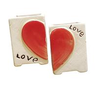 LOORGVEL 2Pcs Small Ceramic Flowerpots Heart-shaped Succulent Planters Desktop Adornment for Home Office Study Decor