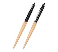 LOORGVEL 2pcs Small Hair Styling Comb with Wooden Handle Lightweight Curling Brush for Women Portable Hairbrush for Blow Drying Enhances Volume and Smoothness Suitable for Curly Wavy and
