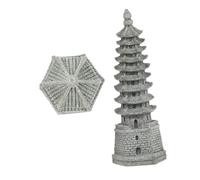 LOORGVEL 2Pcs Small Sandstone Garden Tower Figurines Weather Resistant Pagoda Decor for Home Succulent Pots Aquarium Oriental Zen Garden Accessories