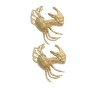 LOORGVEL 2pcs Solid Brass Crab Cabinet Handles Nautical Coastal Style Drawer Pulls for Kitchen Cabinets Wardrobes Dressers Vintage Brass Hardware with Large Claw Design for Home