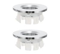 LOORGVEL 2Pcs Solid Brass Wash Basin Overflow Ring Silver Bathroom Sink Overflow Cover Reliable Bath Sink Accessory Replacement for Washbasin Drain