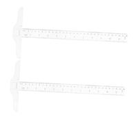 LOORGVEL 2pcs Square Plastic Ruler Double Sided Scale Marks T Shape Measuring Tool for Drafting Drawing Woodworking Office and School Use