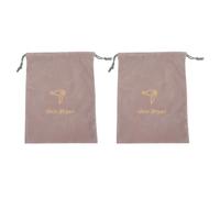 LOORGVEL 2Pcs Travel Hair Dryer Storage Bags Drawstring Velvet Pouch 23X30Cm Light Grey Fabric Organizer for Hairdryer Protection and Portable Use