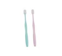 LOORGVEL 2PCS Ultra Soft Toothbrushes for Sensitive Gums Micro-Nano Manual Gum Care Brush for Adults Flexible Design with Comfortable Non-Slip Handle Pink Sky Blue