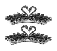 LOORGVEL 2Pcs Vintage Black Swan Crystal Hair Clips Elegant Rhinestone Spring Barrettes Metal Hairpins for Women Secure Half Up Hairstyle Accessories Lightweight Portable Design