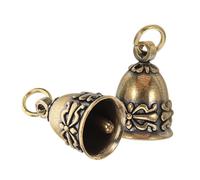 LOORGVEL 2pcs Vintage Brass Bells with Bow Knot Design Handmade Decorative Wind Chimes for Home Wedding Christmas Keyring Ornament Bag Pendants Door Charm with Melodious Sound