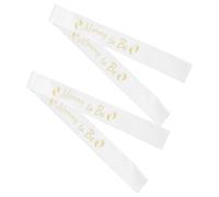 LOORGVEL 2pcs White Satin Maternity Sash with Gold Lettering - Shower Decorations for Pregnant Mom - Gender Reveal Party Accessories for Expecting Mothers