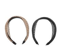 LOORGVEL 2pcs Wide Hollow Rattan Braided Headband for Women, Boho Woven Hairband in Beige and Black, Chunky Twist Style Hair Accessory for Party and Casual Wear