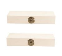 LOORGVEL 2Pcs Wooden Pencil Case for Students Classic Beige Tool Storage Box with Retro Design School Stationery Organizer with Spacious Compartments for Pens and Trinkets