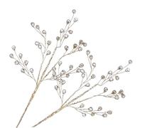 LOORGVEL 2pcs Xmas Acrylic Berry Stems Christmas Decoration Artificial Beaded Picks for Elegant Holiday Floral Arrangements and DIY Festive Home Decor