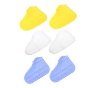 LOORGVEL 3 Pairs Reusable Silicone Shoe Covers Elastic Overshoes for Outdoor Activities Slip Rainproof Boot Protectors Yellow Transparent Blue