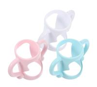 LOORGVEL 3 pcs Soft Silicone Milk Bottle Handles Comfortable Grip for Narrow Bottles Detachable Design White Blue Pink for Easy Feeding and Cleaning