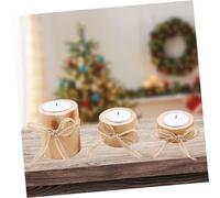 LOORGVEL 3 Pcs Wooden Candlestick with Khaki Rope Elegant High Cylinder Pillar Candle Holders for Home Decoration Festival Tealight Stand Rustic Desktop Ornament
