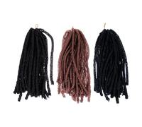 LOORGVEL 3 Pieces Hollow African Style Synthetic Dreadlock Wig Ponytails Mixed Colors 1B/4#/27# for Party Fashionable Dirty Braids Long Hair Headdresses