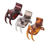 LOORGVEL 3 Pieces Non-slip Ponytail Holder Hair Claw Clips for Thick and Curly Hair Double Tooth Grip Suitable for Women and Half-up Styles Glossy Brown Leopard Grey Leopard and Amber Colors