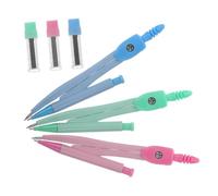 LOORGVEL 3 Sets Metal Drafting Compasses Kit with Pencil for Students Examination and Geometry Drawing Tools in Blue Pink Green - Portable School Stationery for Math and Technical Drawing