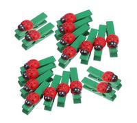 LOORGVEL 30pcs Mini Wooden Photo Pegs Ladybug Design Small Picture Clips for Photos Paper Crafting Memo Card Holders Secure Grip Compact DIY Crafting Accessories