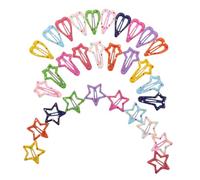 LOORGVEL 30pcs Star and Heart Snap Hair Clips for Small Barrettes Lightweight Strong Grip Hair Accessories for Parties Daily Wear