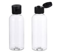 LOORGVEL 30pcs Transparent Travel Squeeze Bottles Refillable Lotion Shampoo Containers for Toiletries Cosmetic Liquid Storage Portable Leakproof Pet Bottles with Black Flip Caps for