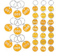 LOORGVEL 30pcs Yellow Aluminum Alloy Number Key Tags with Keyring, Round Hanging Number Labels for Office, Locker, and Key Identification